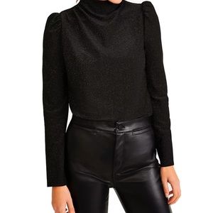 Ann Taylor | Shimmer Black Blouse | Mock Neck / Size S